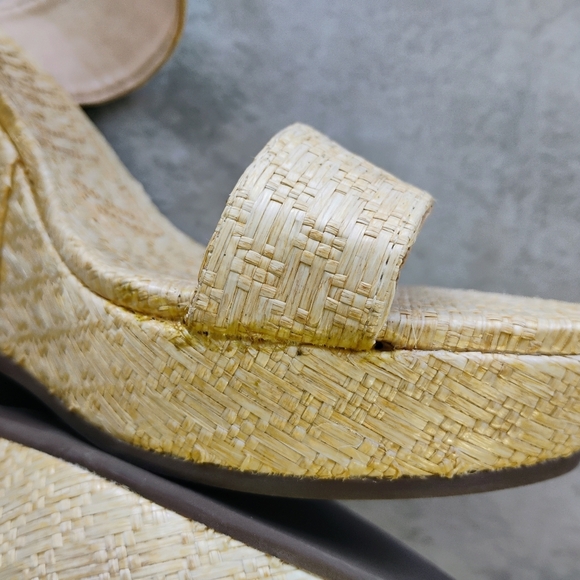 Schutz Tarla Platform Wedge Sandals Womens 8.5B Straw Raffia Tropical Vacation - Picture 9 of 15